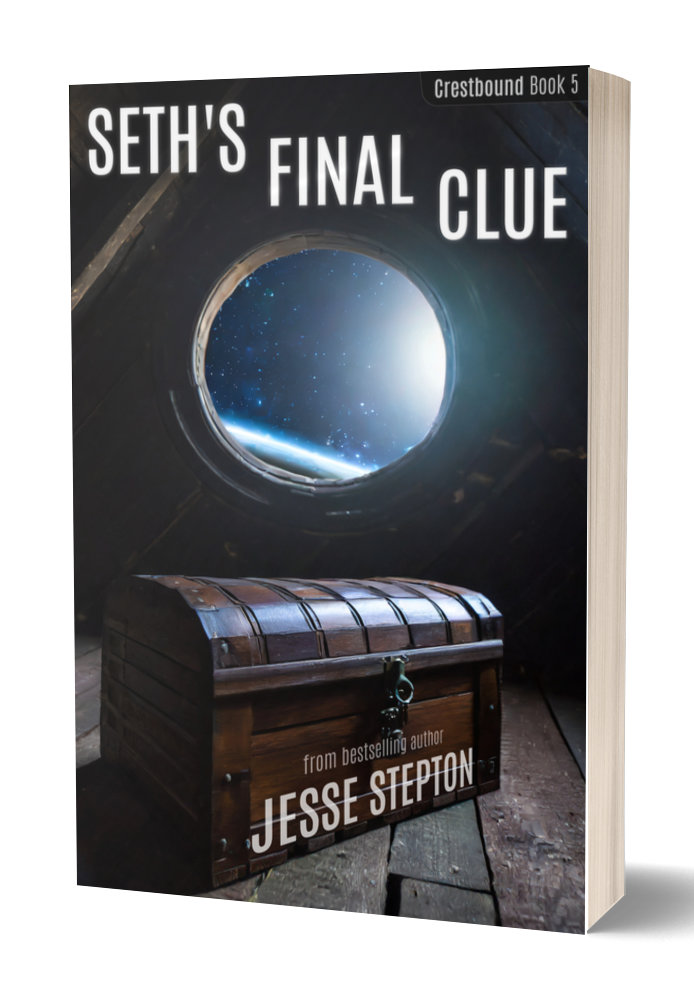 Photo of the book Seth's Final Clue by Jesse Stepton. The cover shows a locked chest.