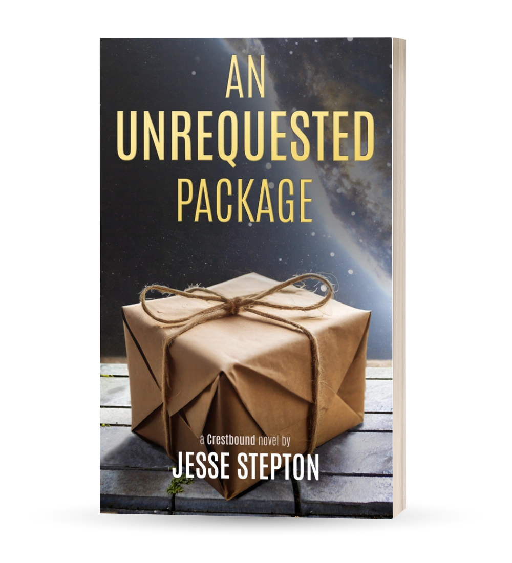 Photo of the book An Unrequested Package by Jesse Stepton. The cover shows a brown paper package.